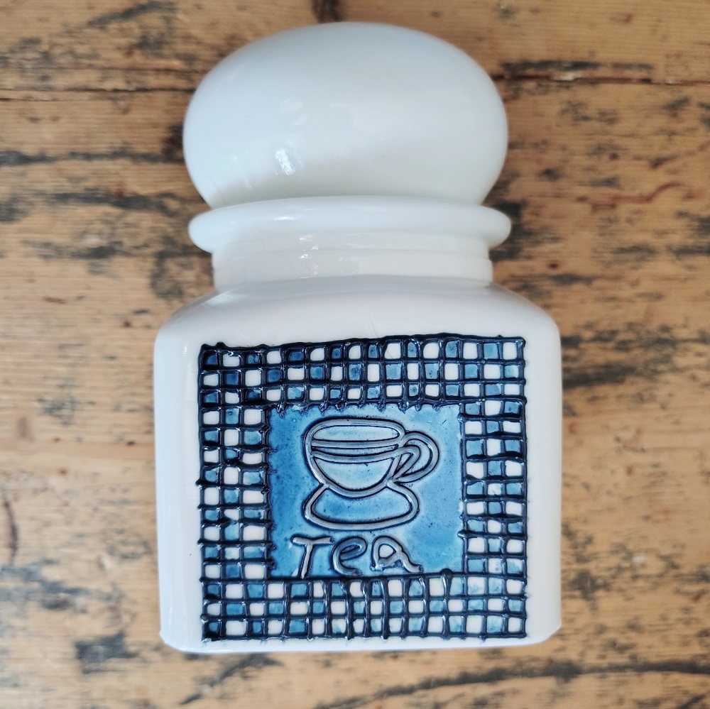 White Milk Glass Vintage Tea Canister